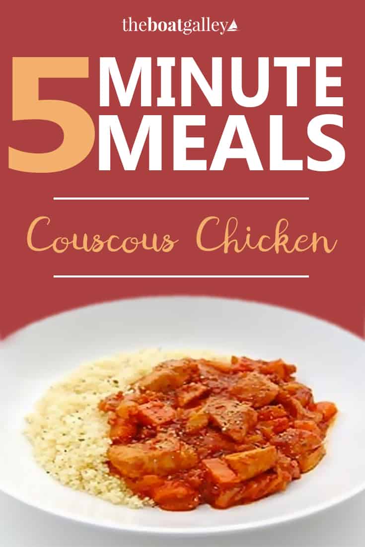 Tasty 5-minute meal, using couscous, canned chicken and tomatoes. Delicious in no time at all.