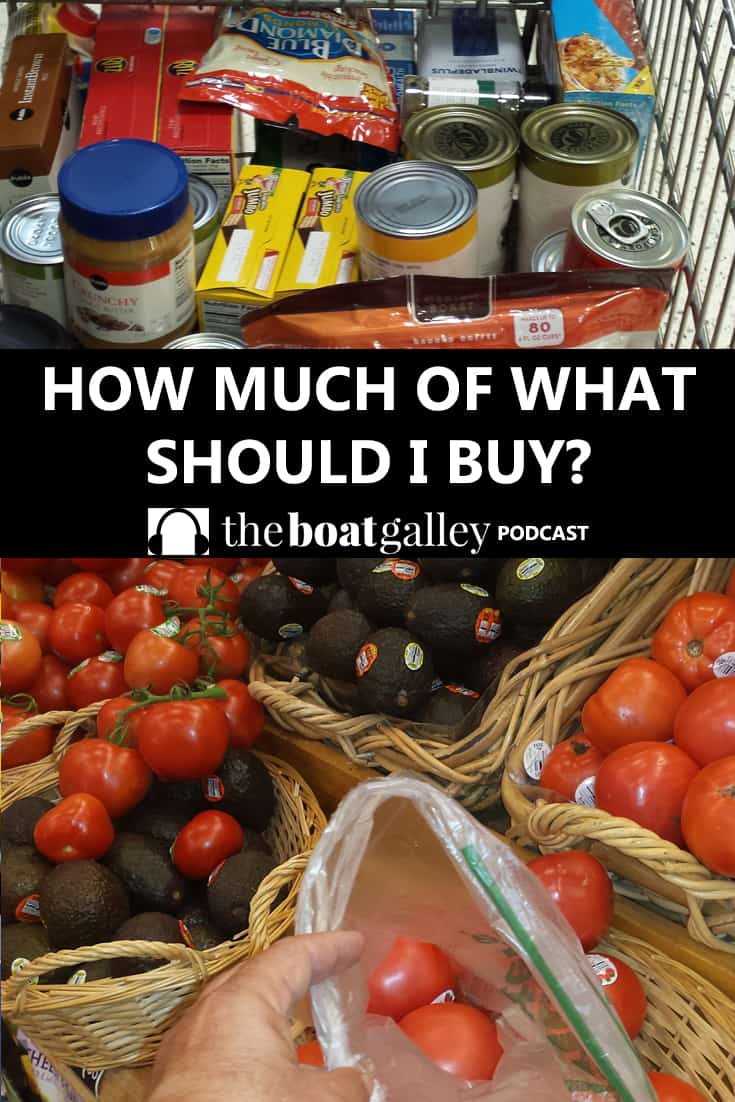 How do you decide what food to take and how much you'll need. How do you translate your shopping on land to shopping for a boat trip?