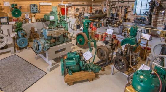 Room with mechanical equipment and engines mounted on stands - Marine Diesel Maintenance Class