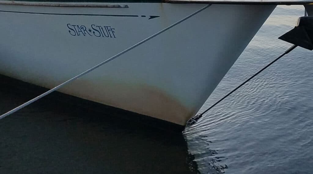 Boat with stain at waterline - ICW boat mustache