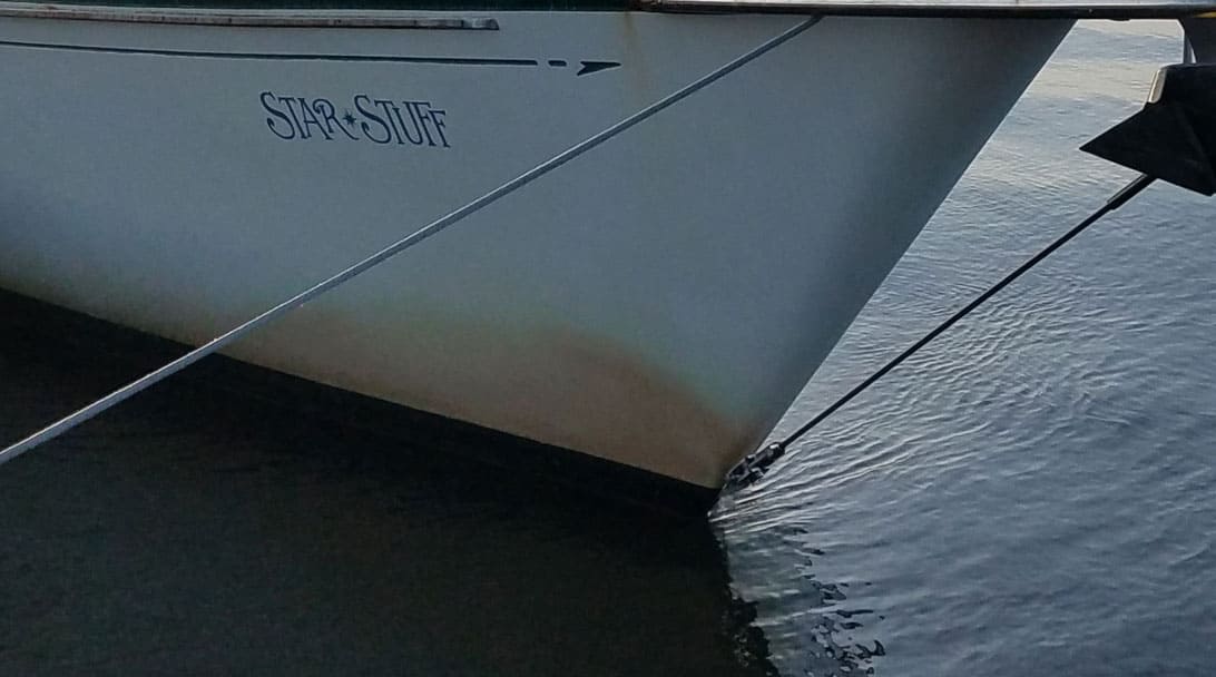 Boat with stain at waterline - ICW boat mustache