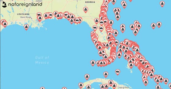 digital map of florida with pins - no foreign land app