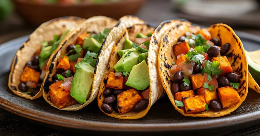 Sweet potato black bean tacos - for a boat
