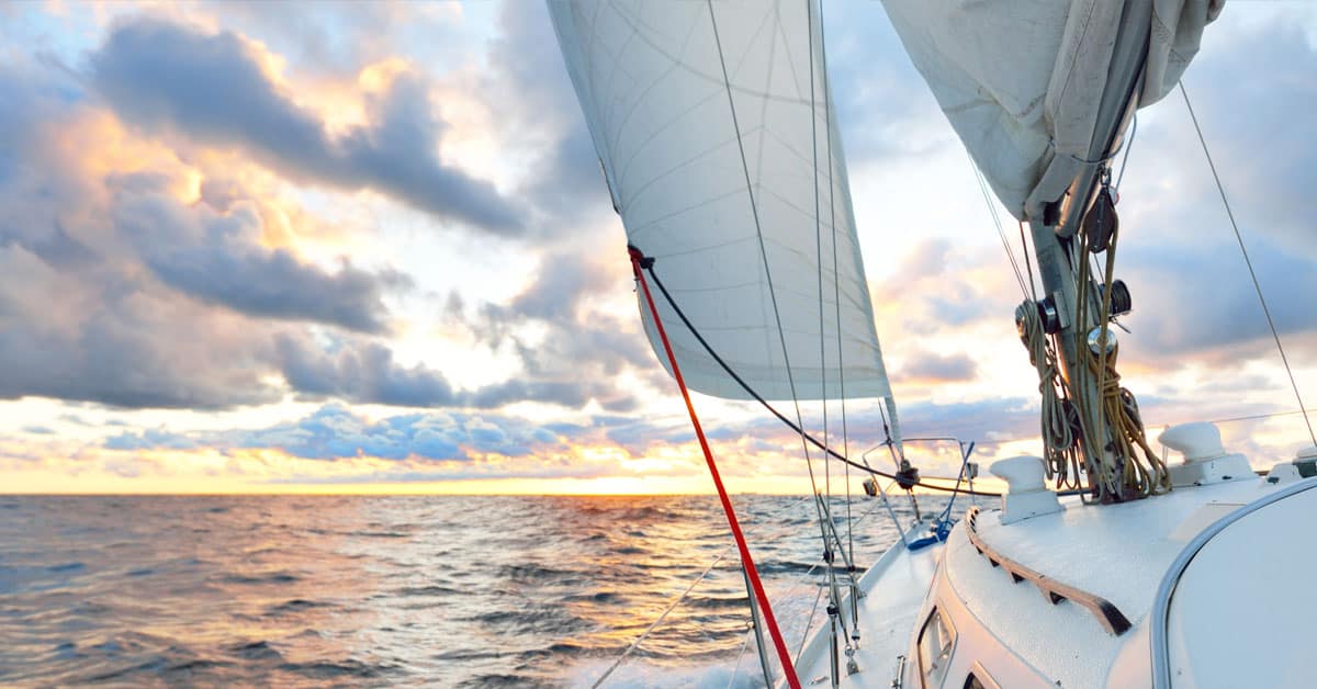Sailboat under cloudy skies