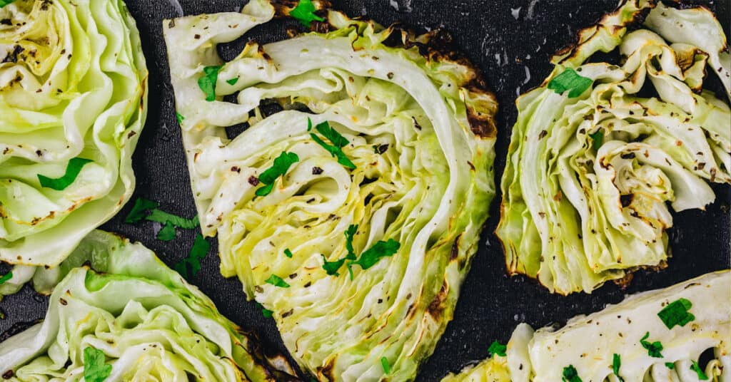 Roasted cabbage slices - cabbage for a cruising boat