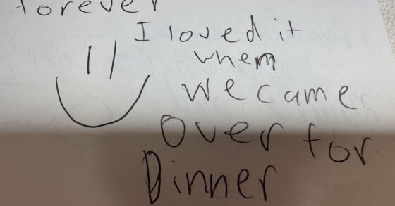 handwriting and a smiley face - guest book for cruisers