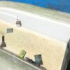Dinghy bottom with cleaning products
