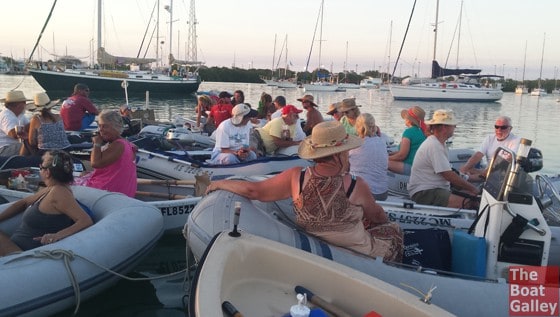 20+ dinghies rafted up for happy hour