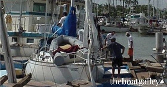 Boats damaged in Hurricane Marty