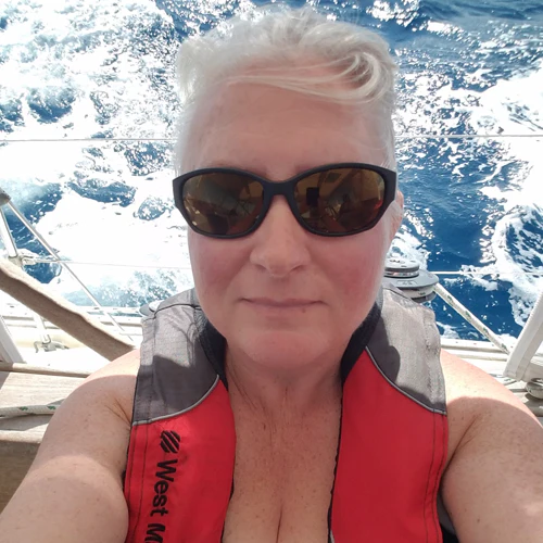 Julie Tijerina on a boat