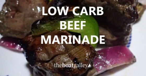 Low carb beef marinade recipe with only 3g total carbs, but absolutely delicious on both meat and vegetables. Great for kabobs on the grill!