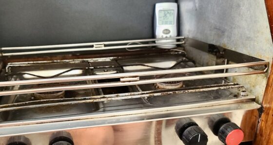 Thermometer on top of a boat oven