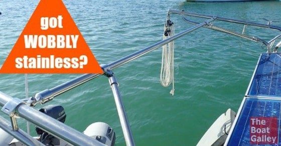 Sometimes stainless bimini and rail connectors aren't very snug and the structure is just plain wobbly. Here's our quick and inexpensive solution.