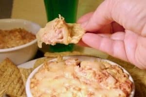 Reuben dip on a cracker