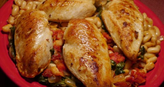 Baked Tuscan Chicken on a serving plate
