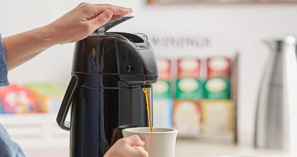 Green Coffee Pump Pot TOMAKEIT Airpot Coffee Dispenser- 3L Pump Action  Airpot, Stainless Steel Vacuum Thermal
