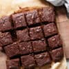 Pan of brownies showing how to adjust baking time when changing pan size