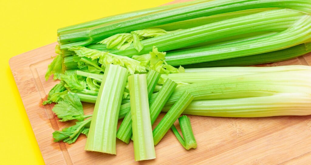 Celery on a cutting board