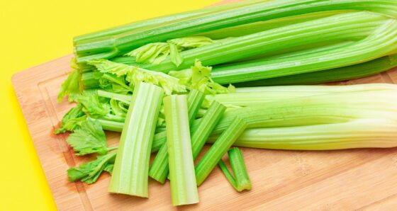 Celery on a cutting board