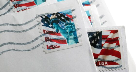Stamped envelopes representing the mail service cruisers use to establish Florida residency