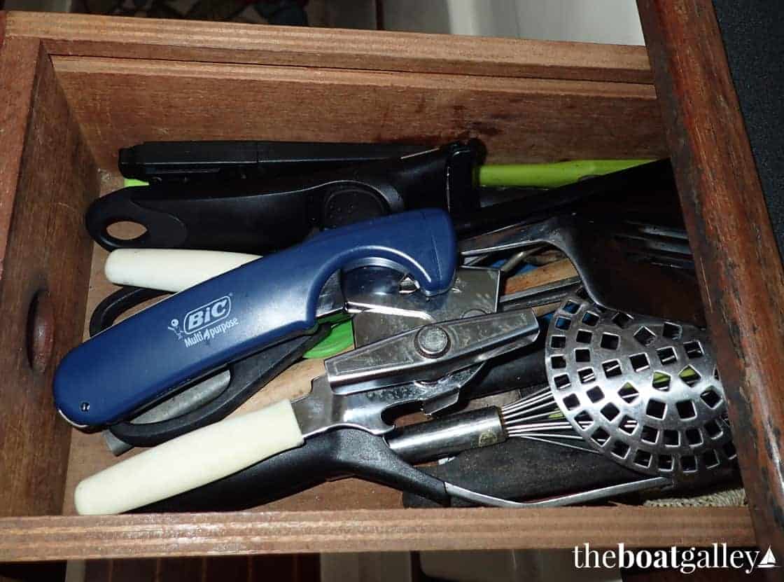 Kitchen utensils in drawer