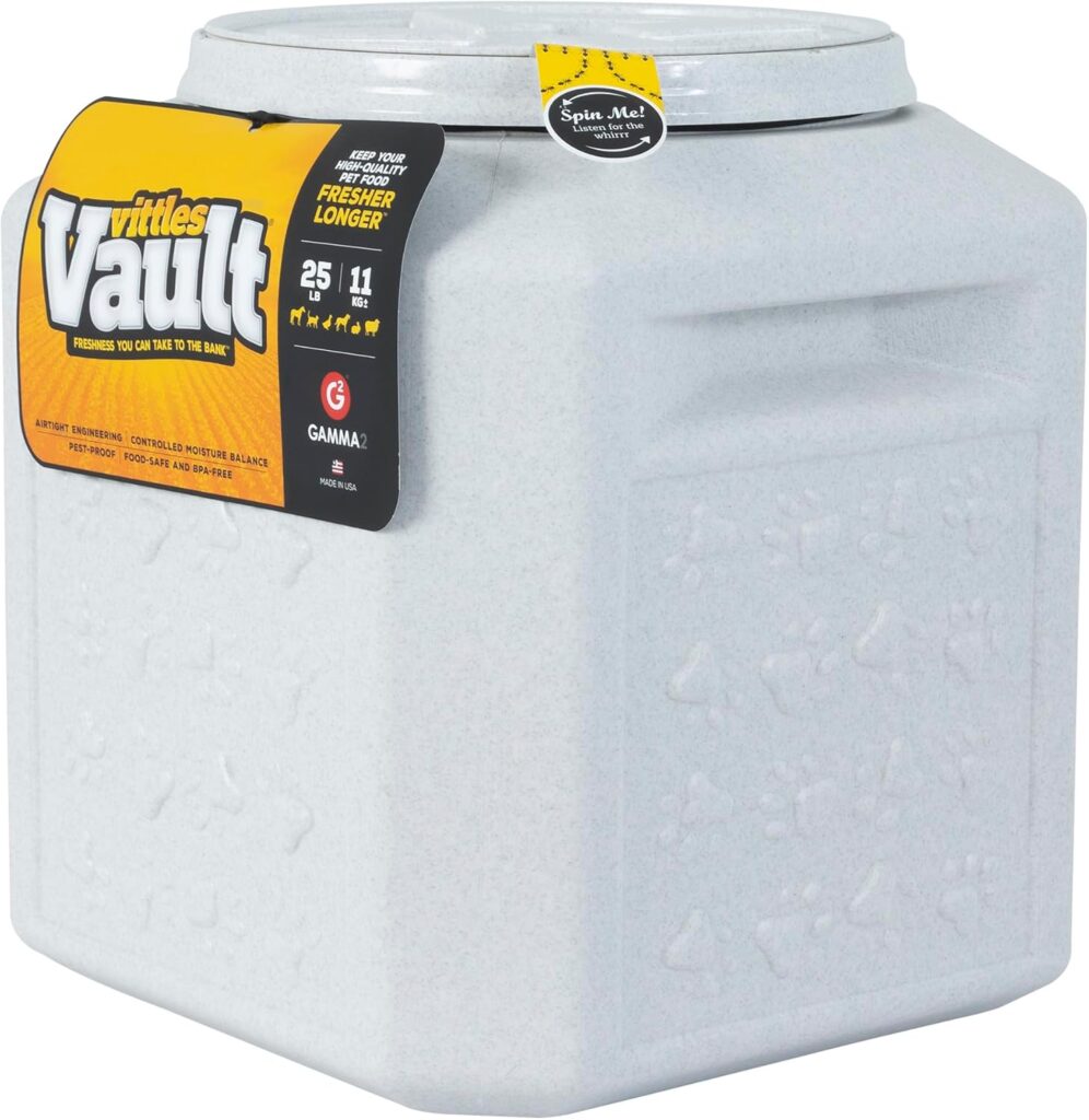 Vittles Vault, available in sizes for 25 to 80 pounds of pet food